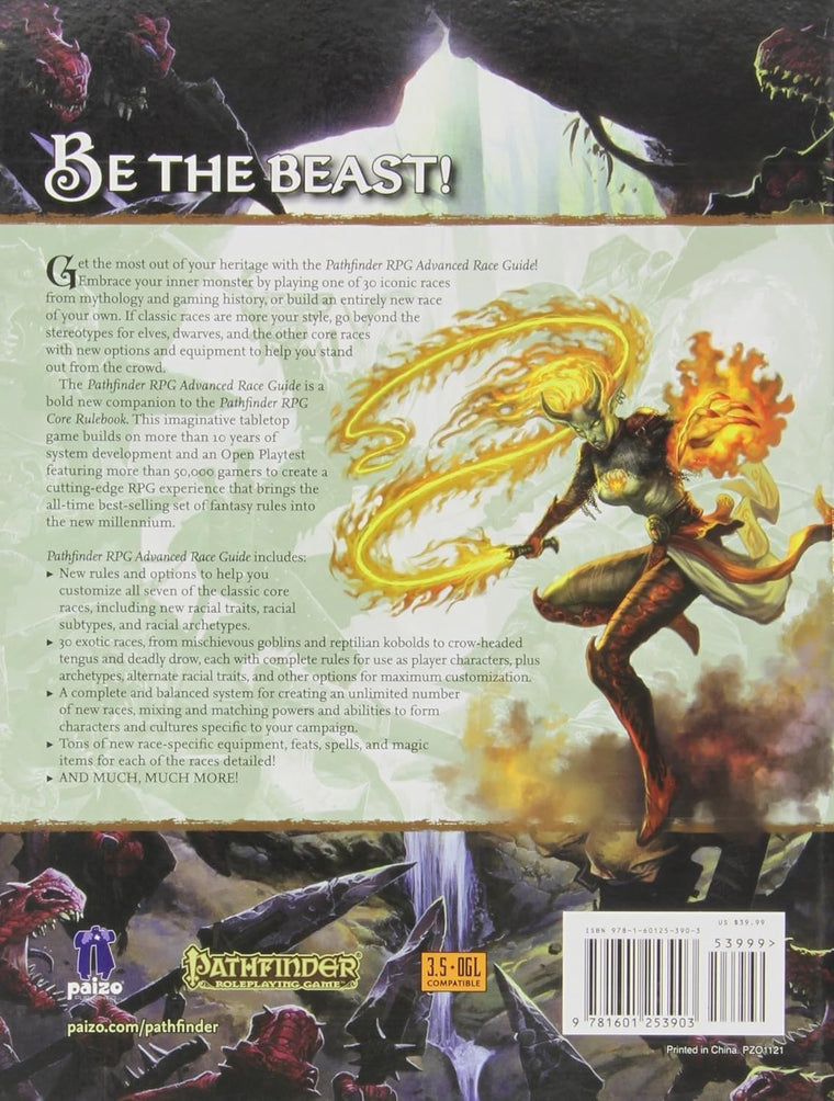 Pathfinder Roleplaying Game: Advanced Race Guide — back cover
