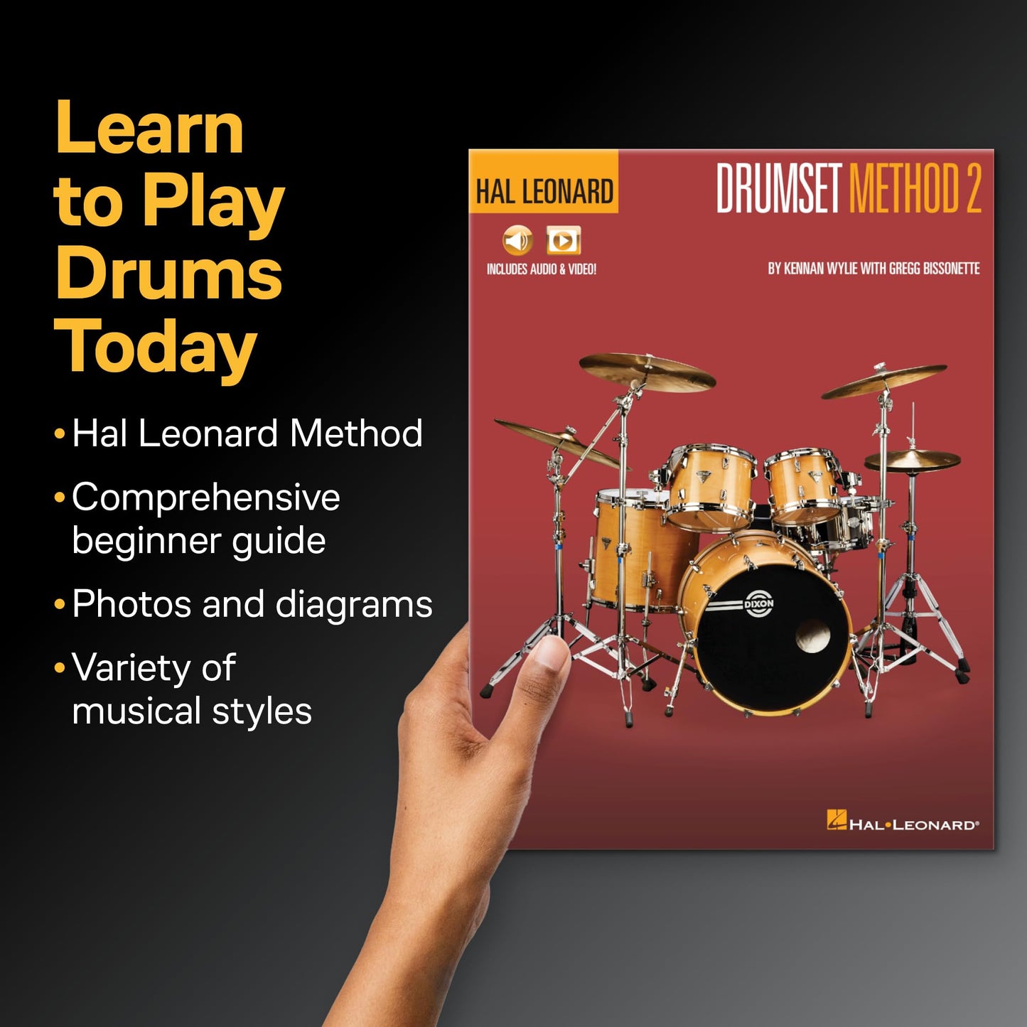 Hal Leonard Drumset Method Book 2  Intermediate Drum Instruction Book with Online Audio and Video  Learn Drum Set with Gregg Bissonette  Funk, Jazz, Chart Reading, Ghost Notes, and More