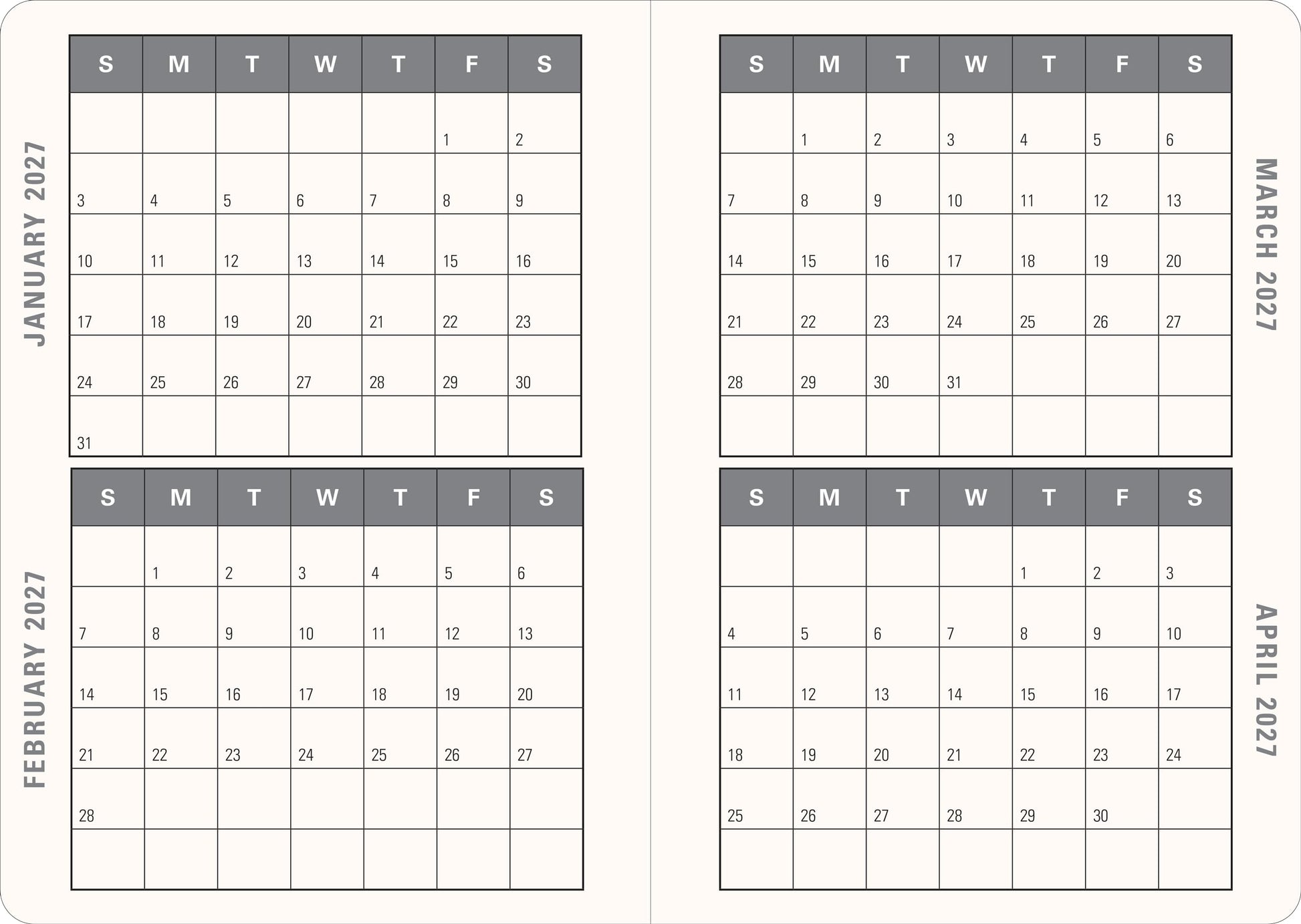 2027 Persian Grove Weekly Planner (16 months, Sept 2026 to Dec 2027)
