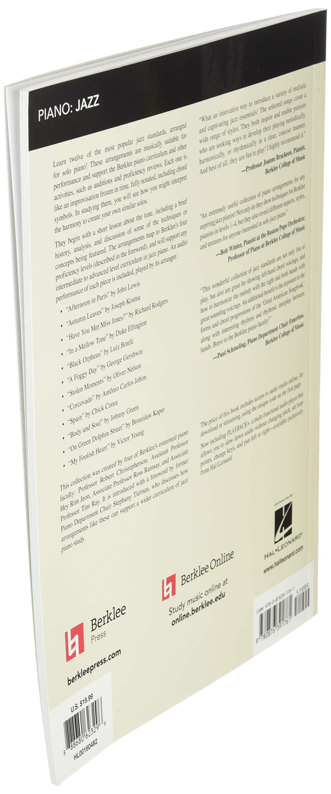 Berklee Jazz Standards for Solo Piano - Book with Online Audio  12 Jazz Arrangements  Play Autumn Leaves, Black Orpheus, Body and Soul and More  Jazz Piano Sheet Music