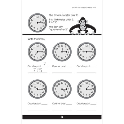 School Zone Get Ready To Tell Time Workbook: 48 Pages, 1st Grade, 2nd Grade, Telling Time, Digital, Analog, Clock, Ages 6 to 8 (Little Get Ready! Book Series)
