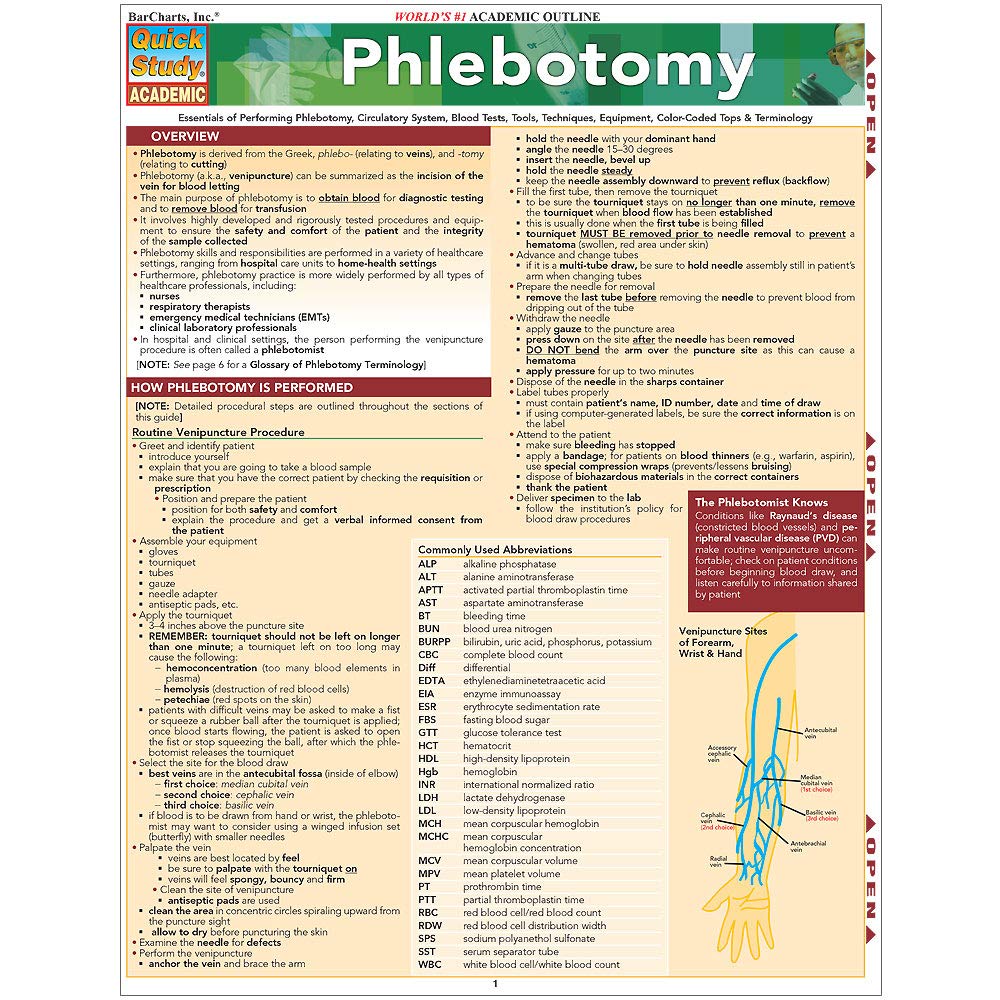 Phlebotomy QuickStudy Laminated Reference Guide (QuickStudy Academic)