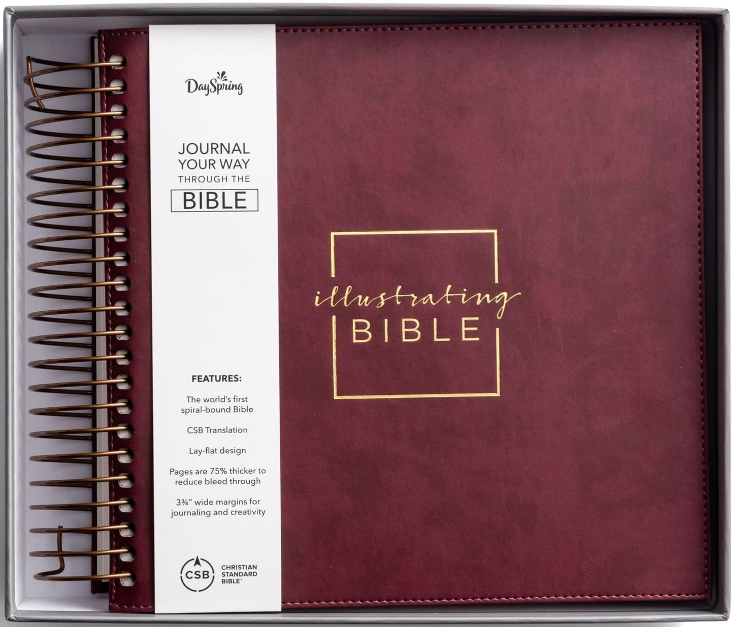 Illustrating Bible CSB - Spiral Bound Bible Journal, Cranberry