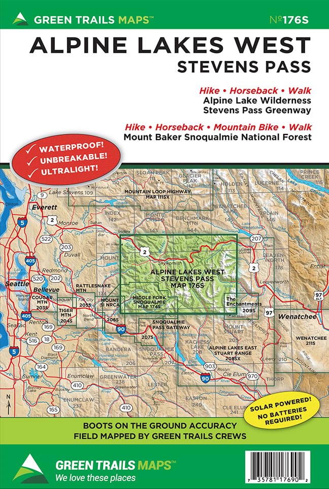 Alpine Lakes West Stevens Pass, WA No. 176S (Green Trails Maps)