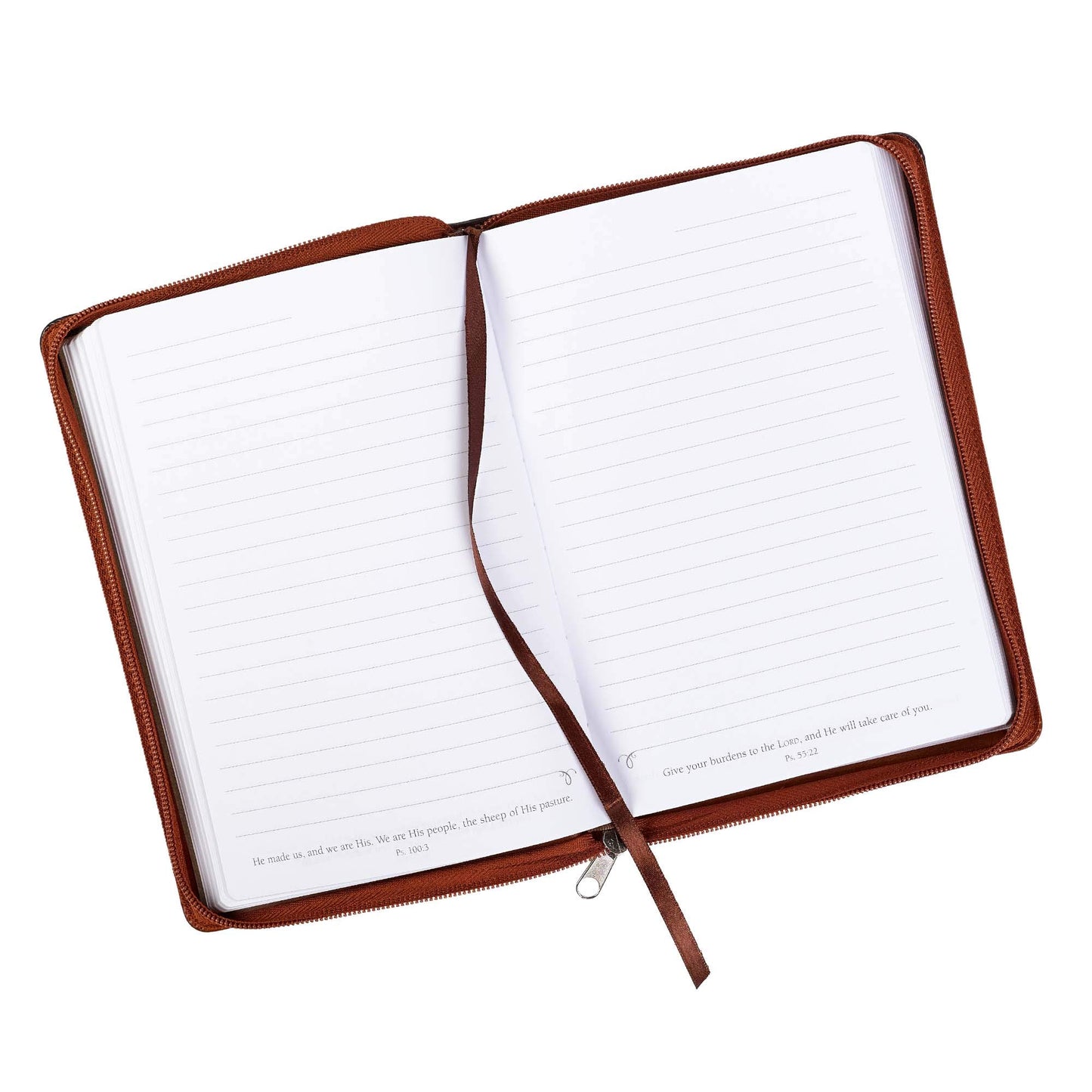 Trust Jeremiah 17:7-8 Bible Verse Brown Faux Leather Journal Inspirational Zippered Notebook w/Ribbon and Lined Pages, 6.5 x 8.75 Inches