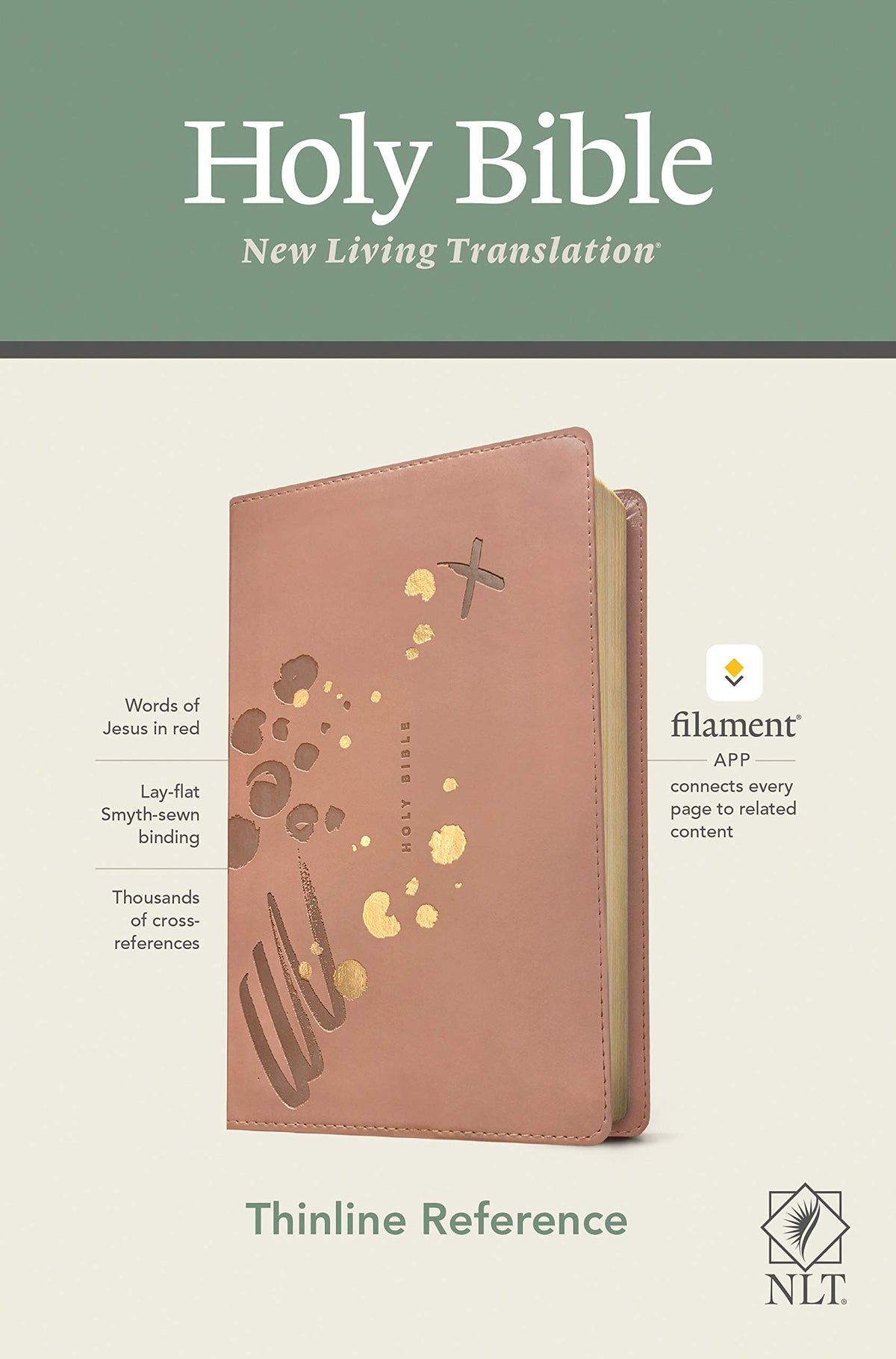 NLT Thinline Reference Bible, Filament Enabled (LeatherLike, Brushed Pink, Red Letter): Includes Free Access to the Filament Bible App Delivering Study Notes, Devotionals, Worship Music, and Video