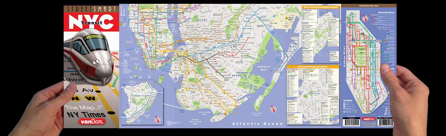 StreetSmart NYC Transit Map by VanDam-Laminated pocket size Transit map w/ subway, bus, ferry and train lines plus attractions in the Five Boros of ... Staten Island, 2024 Edition Map - Folded Map