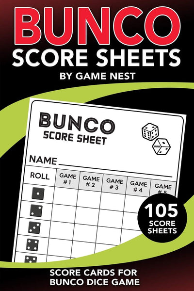 Bunco Score Sheets: 105 Score Keeping Pads  Bunco Dice Game Kit Book (Small 6" x 9 Score Cards)