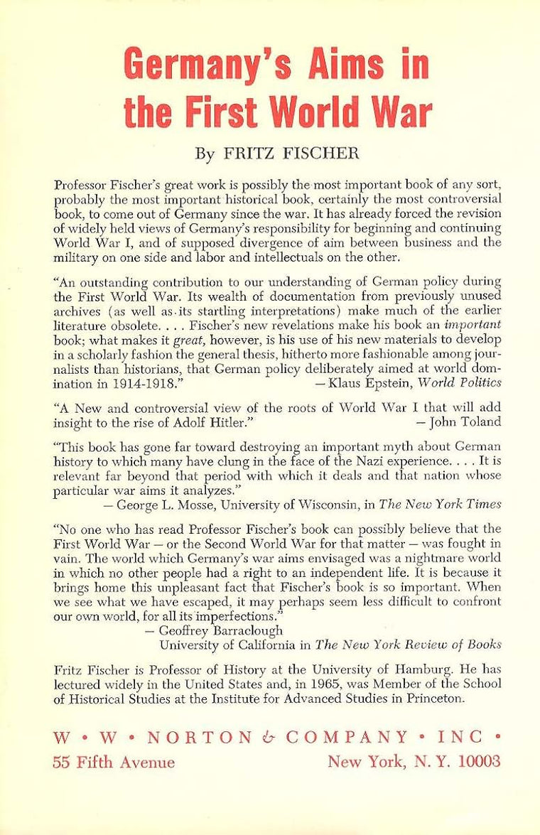 Germany's Aims in the First World War by Fritz Fischer