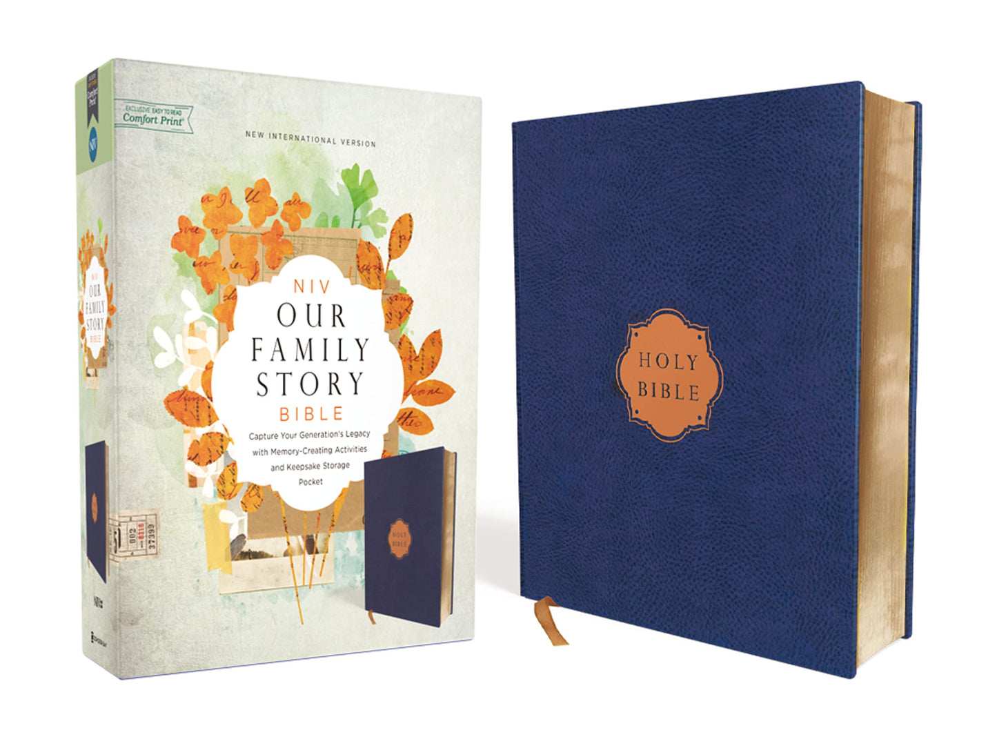 NIV, Our Family Story Bible, Leathersoft over Board, Navy, R