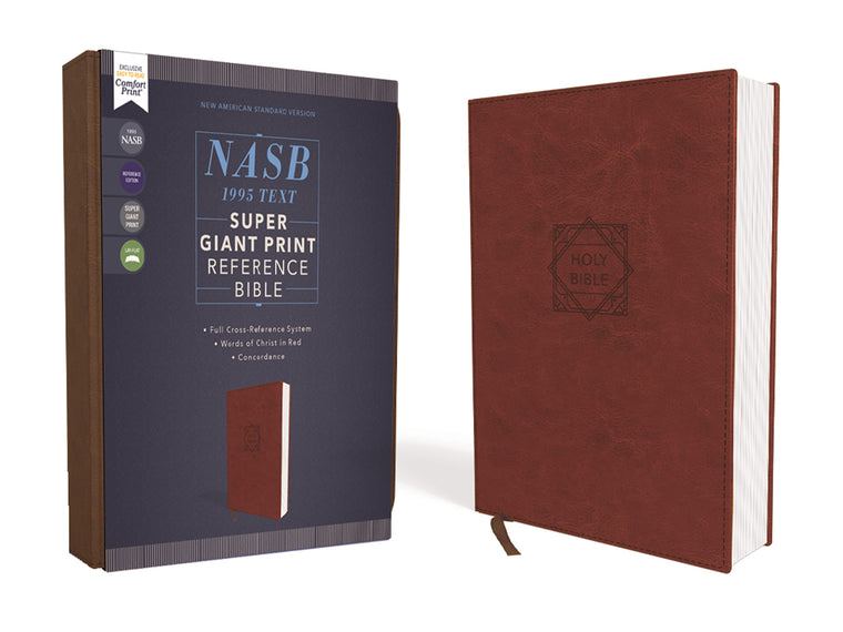 NASB, Super Giant Print Reference Bible (Font Size: 16.5-point), Leathersoft, Brown, Red Letter, 1995 Text, Comfort Print