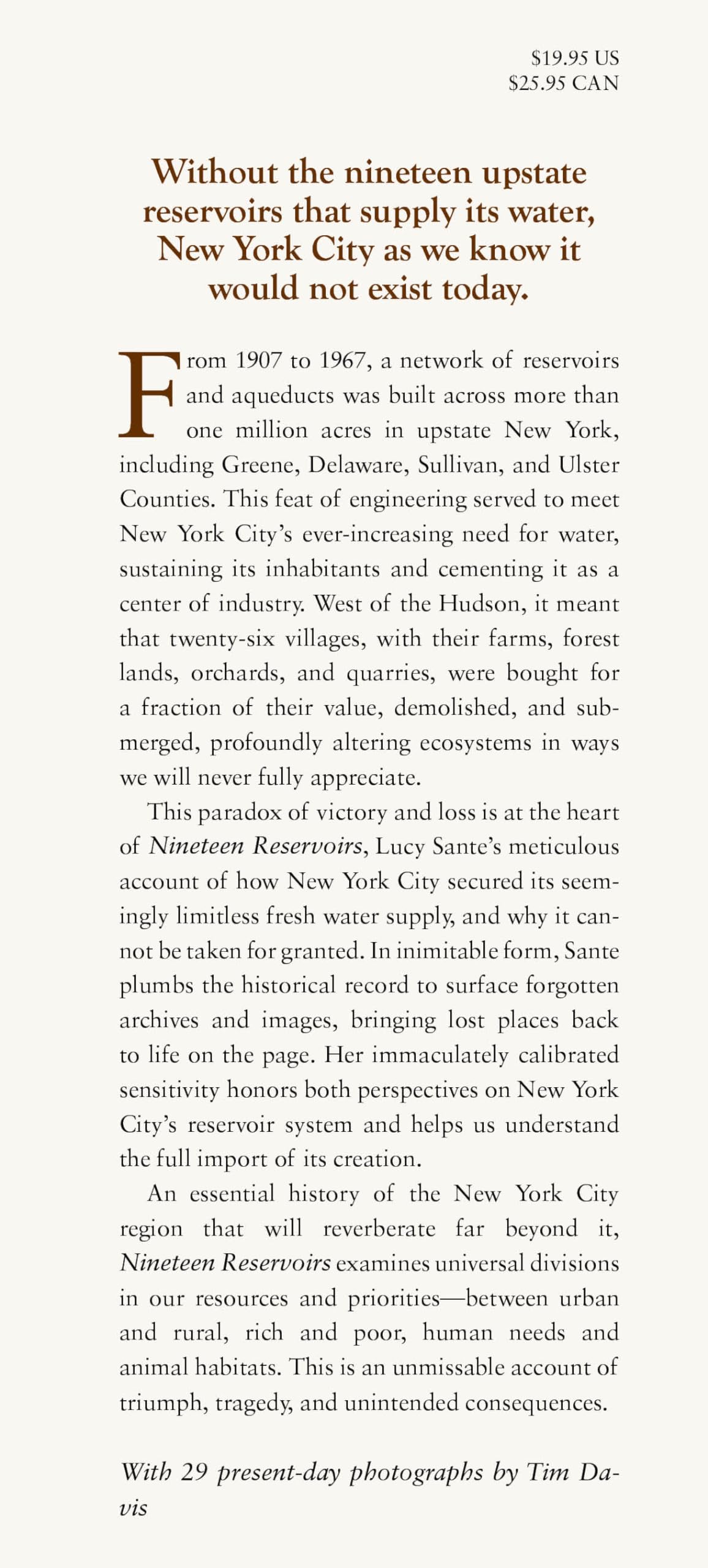 Nineteen Reservoirs: On Their Creation and the Promise of Water for New York City