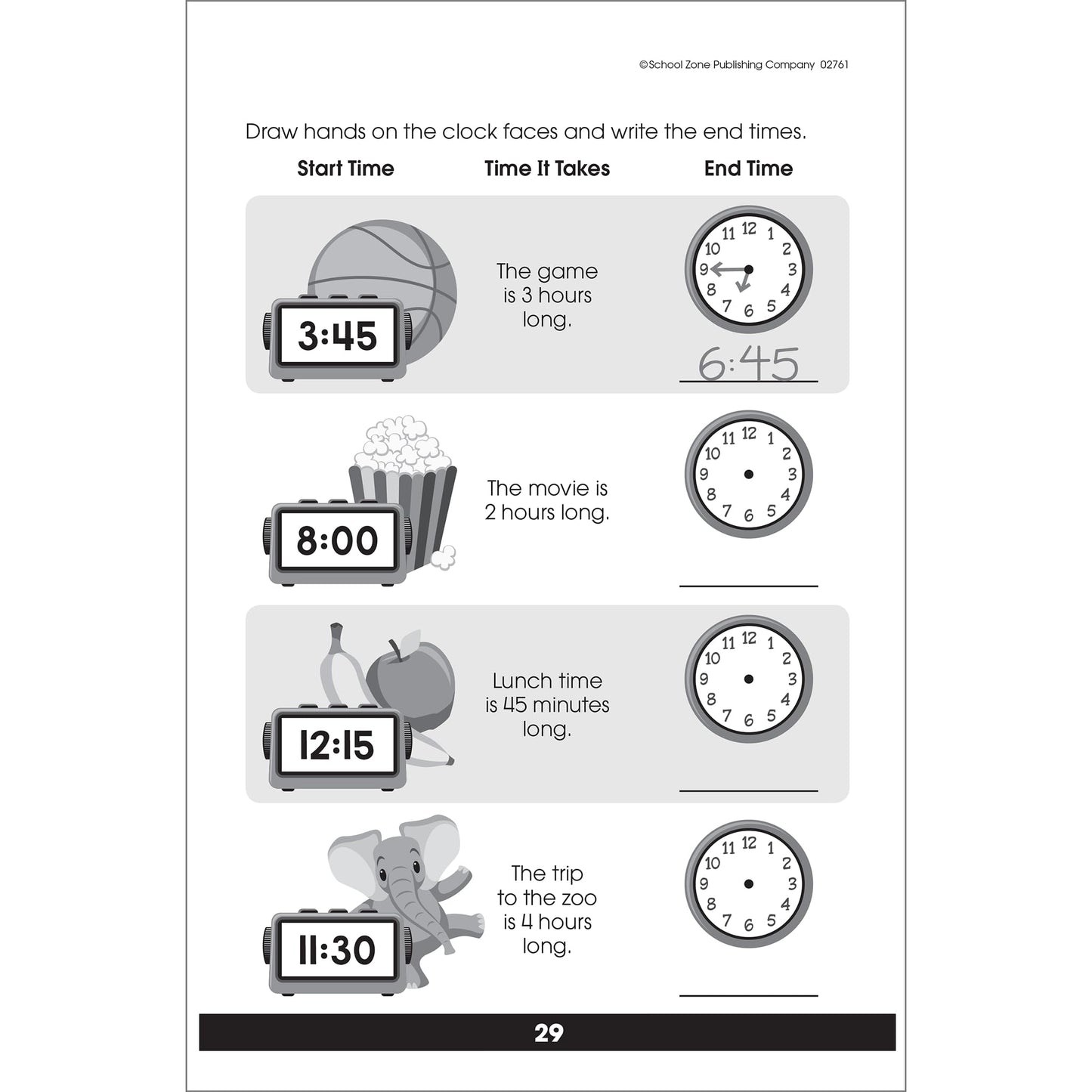 School Zone Get Ready To Tell Time Workbook: 48 Pages, 1st Grade, 2nd Grade, Telling Time, Digital, Analog, Clock, Ages 6 to 8 (Little Get Ready! Book Series)