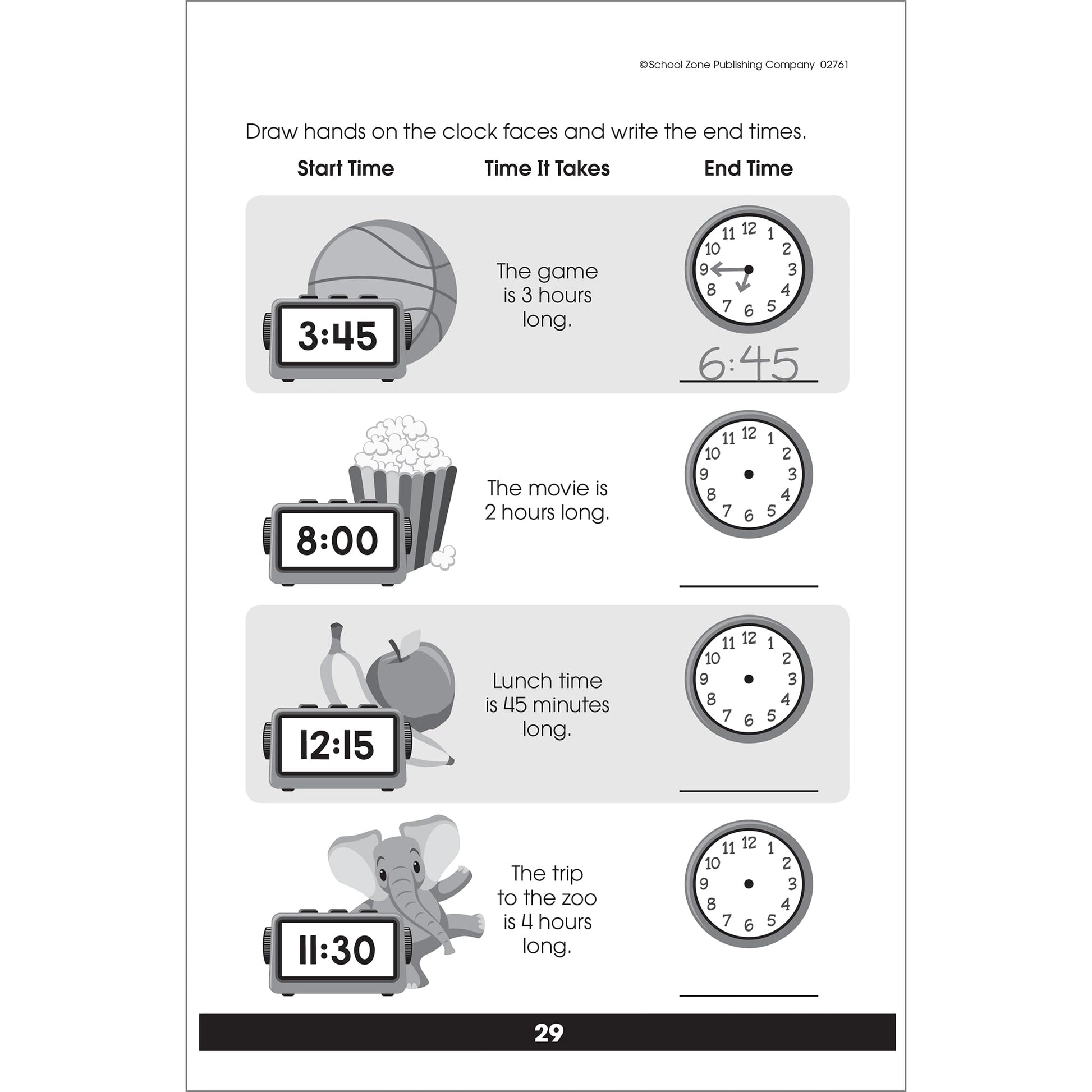 School Zone Get Ready To Tell Time Workbook: 48 Pages, 1st Grade, 2nd Grade, Telling Time, Digital, Analog, Clock, Ages 6 to 8 (Little Get Ready! Book Series)