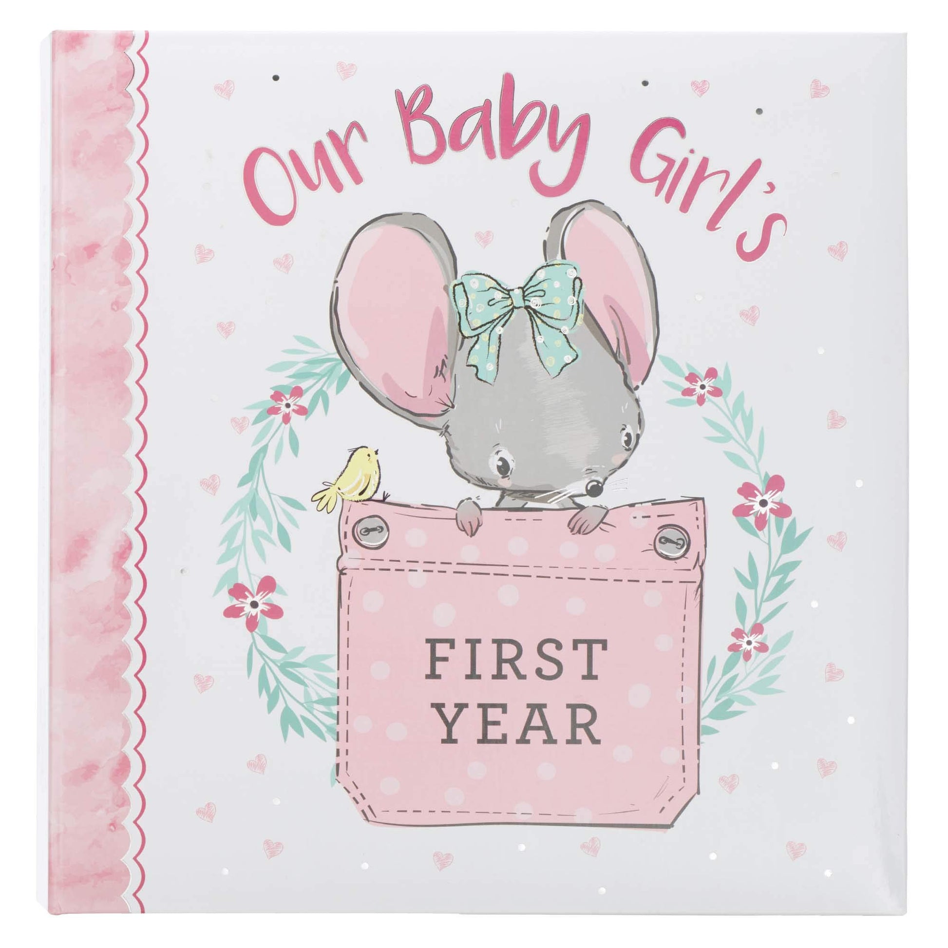 Christian Art Gifts Girl Baby Book of Memories Pink Keepsake Photo Album Our Baby Girl's First Year Memory Book Baby Book with Bible Verses