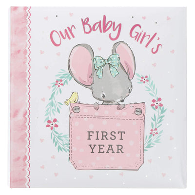 Christian Art Gifts Girl Baby Book of Memories Pink Keepsake Photo Album Our Baby Girl's First Year Memory Book Baby Book with Bible Verses
