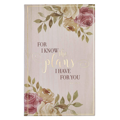 Christian Art Gifts Flexcover Journal  For I Know The Plans - Jeremiah 29:11 Bible Verse  Floral Inspirational Notebook w/128 Lined Pages, 5.5? x 8.5?