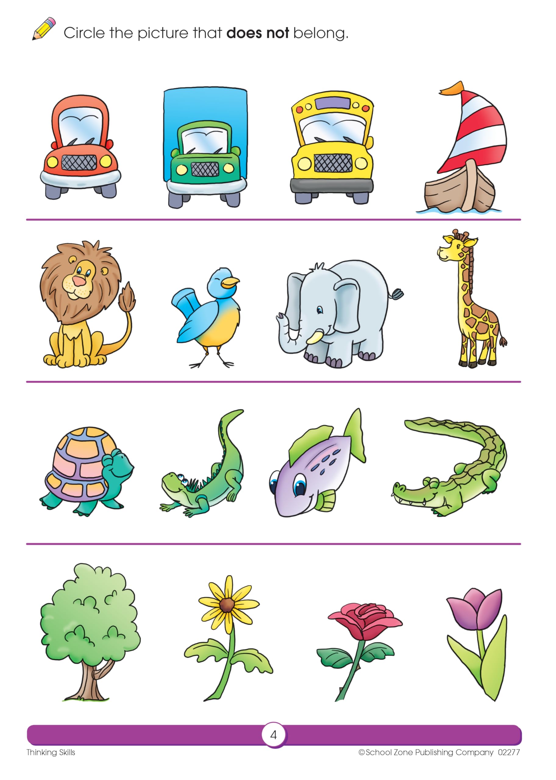 School Zone Thinking Skills Workbook: 64 Pages, Preschool, Kindergarten, Problem-Solving, Logic & Reasoning Puzzles, Ages 3 to 5 (Get Ready! Book Series)