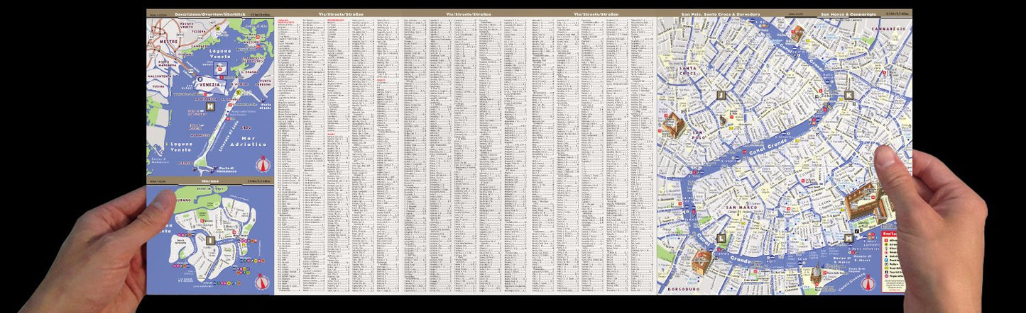 StreetSmart Venice Map by VanDam - Laminated, pocket sized City folding street and Vaporetto map to Venice, Italy with all attractions, museums, ... (English, Italian and German Edition)
