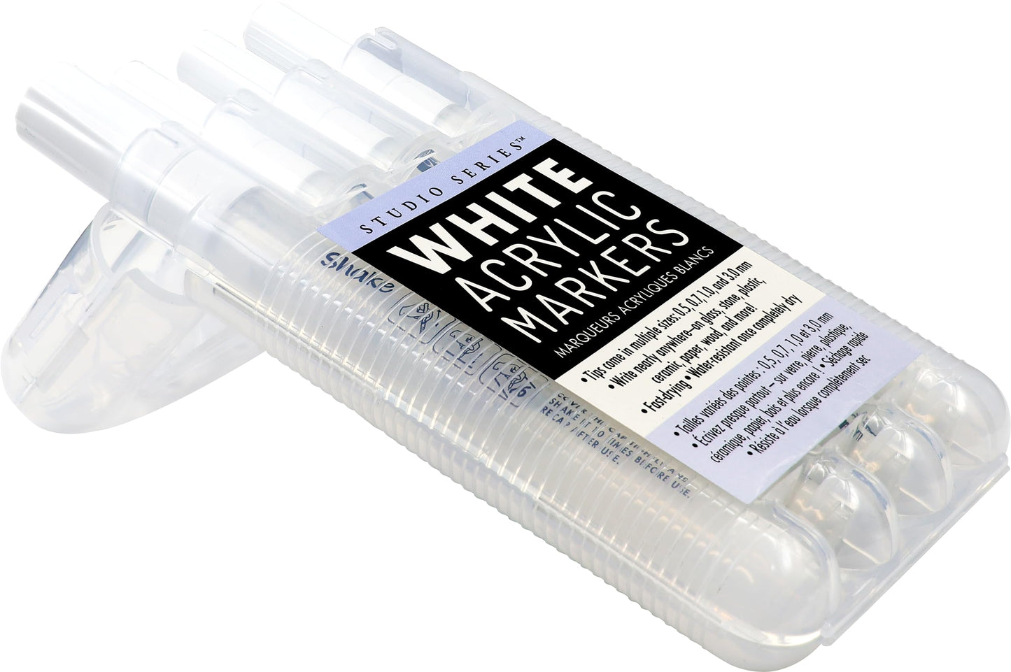 PETER PAUPER PRESS Studio Series White Acrylic Markers (set of 4 permanent markers with different tip sizes)