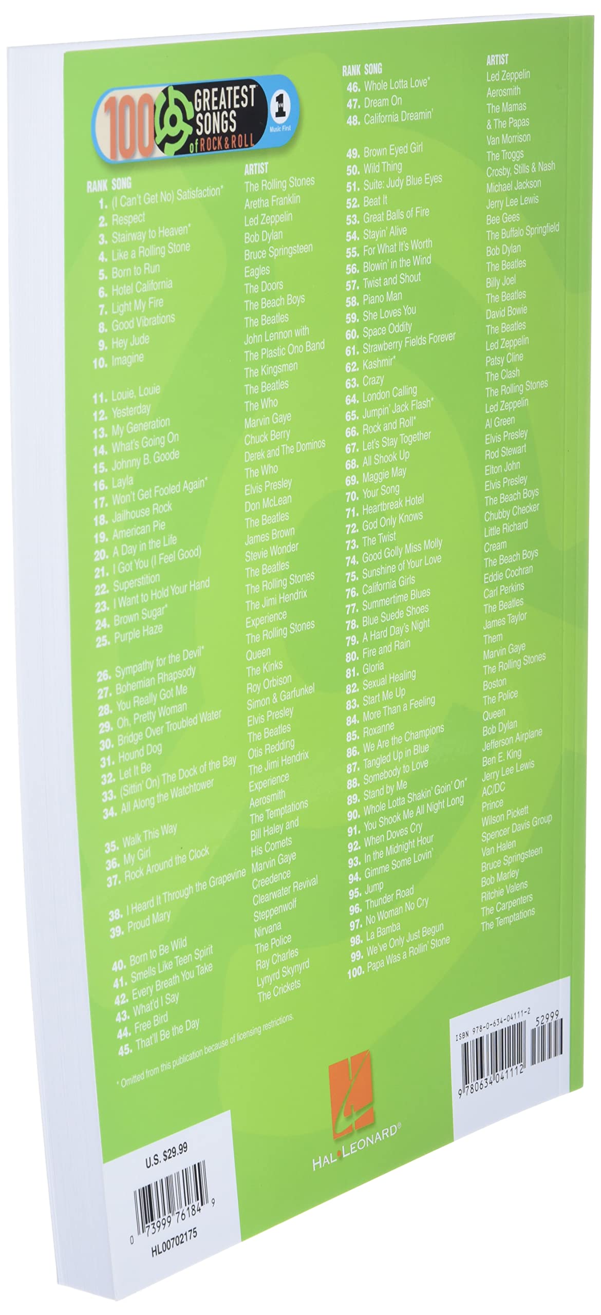 VH1's 100 Greatest Songs of Rock & Roll: Easy Guitar with Notes & Tab Edition