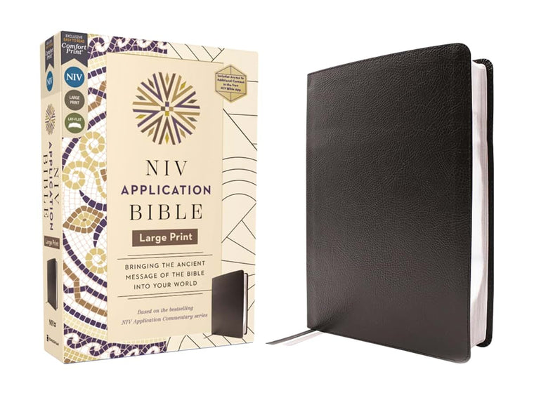 NIV Application Bible, Large Print, European Bonded Leather, Black, Red Letter, Comfort Print: Bringing the Ancient Message of the Bible into Your World (NIV Application Commentary Resources)