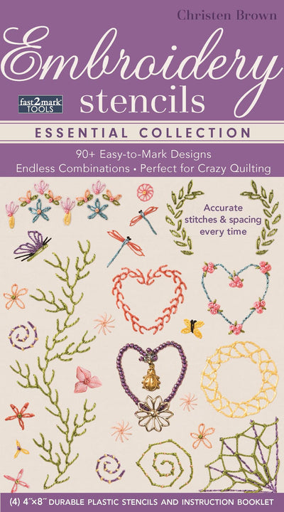 fast2mark Embroidery Stencils - Essential Collection: 90+ Easy-to-Mark Designs - Endless Combinations  Perfect for Crazy Quilting  Accurate Stitches & Spacing Every Time