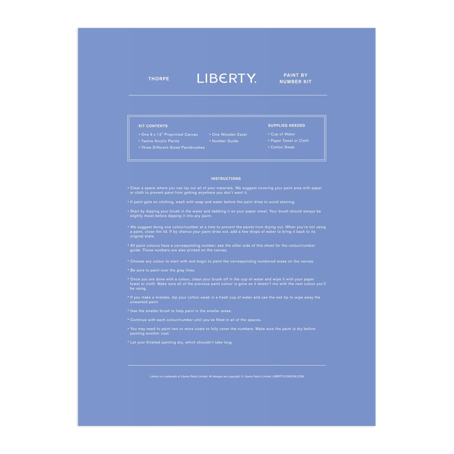 Galison Liberty Thorpe - DIY 9 x 12 Paint by Number Kit with Iconic Liberty Print Art for Beginners and Experts Includes Paint and Brushes
