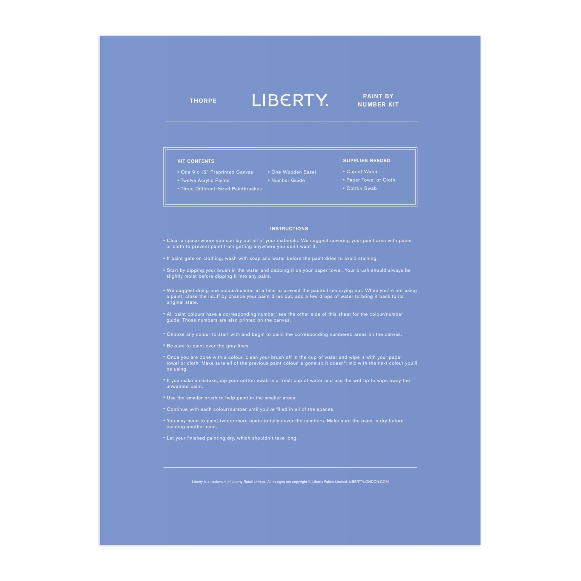 Galison Liberty Thorpe - DIY 9 x 12 Paint by Number Kit with Iconic Liberty Print Art for Beginners and Experts Includes Paint and Brushes