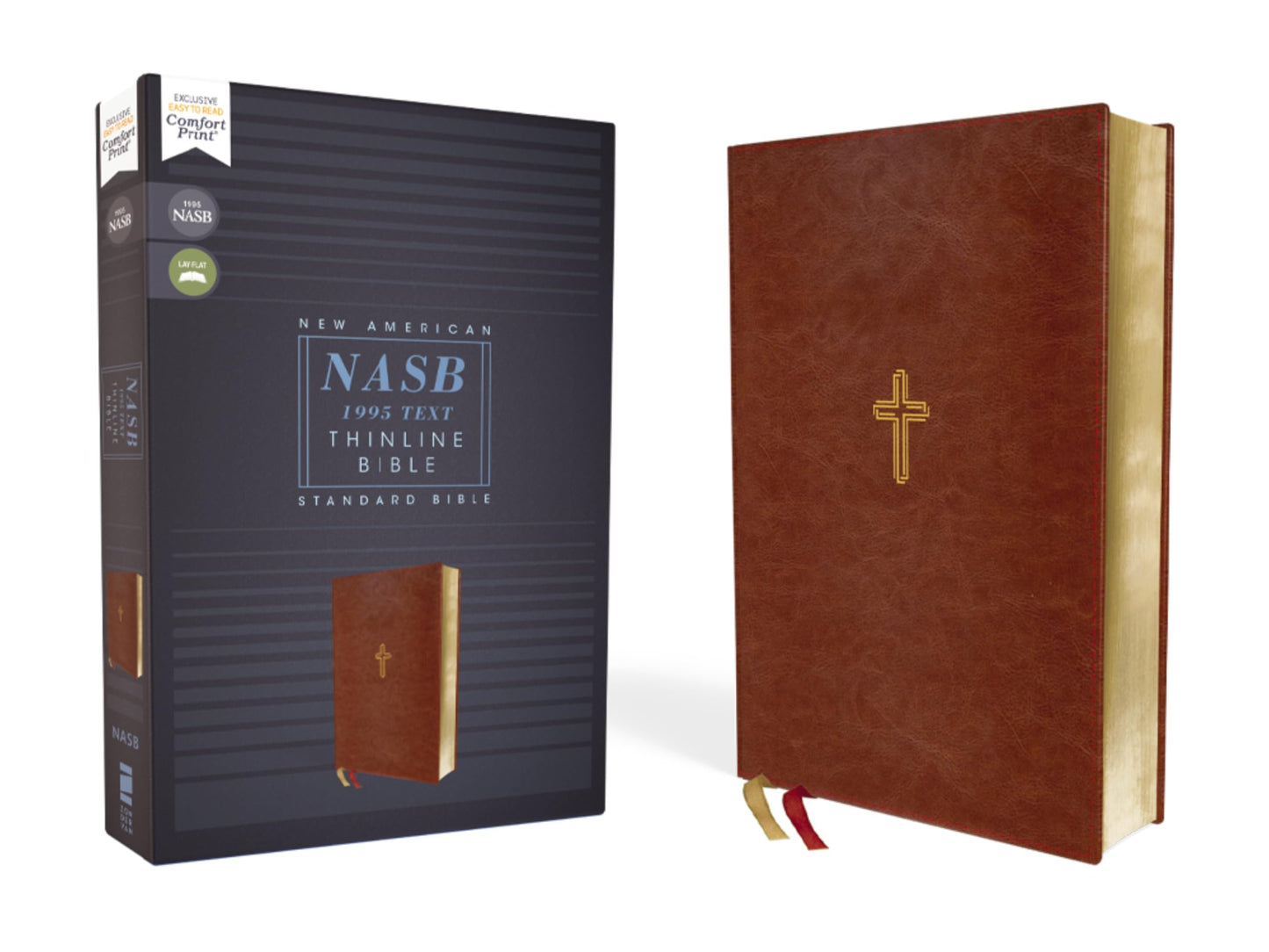 NASB, Thinline Bible, Leathersoft, Brown, Red Letter, 1995 T