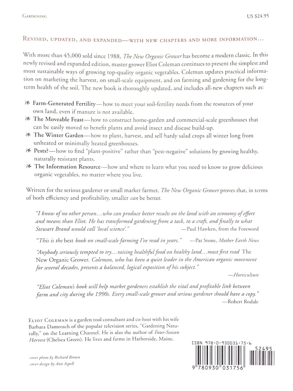 The New Organic Grower: A Master's Manual of Tools and Techniques for the Home and Market Gardener, 2nd Edition