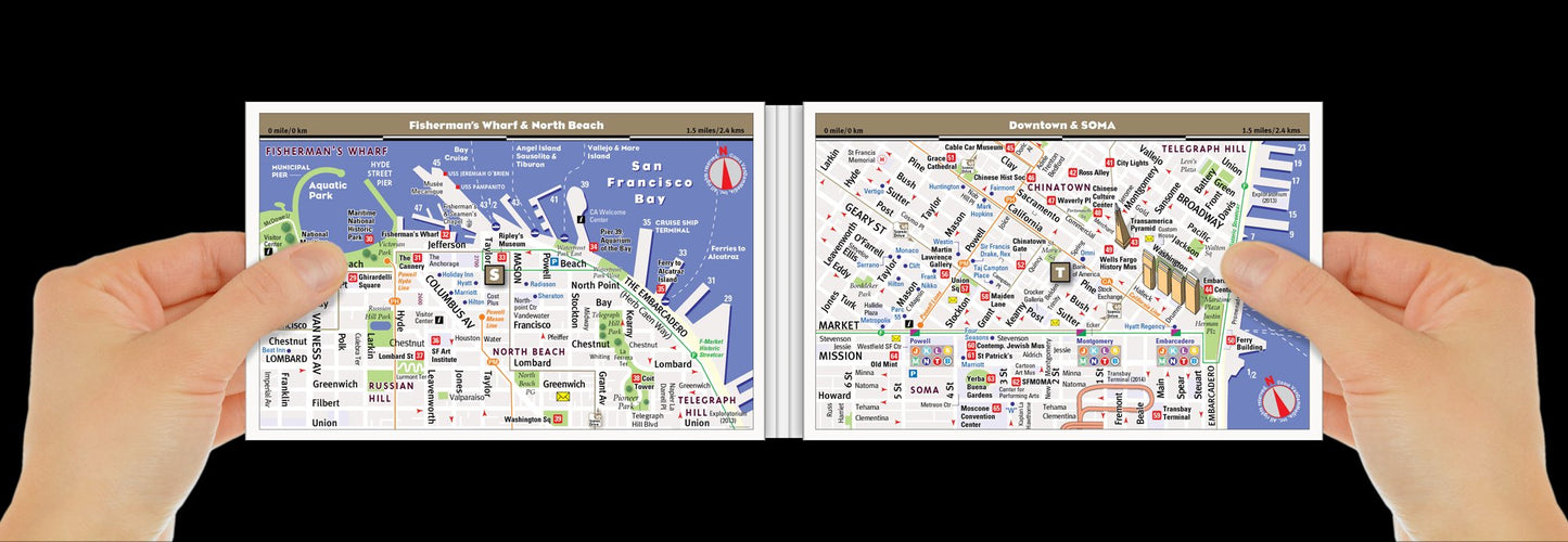 San Francisco Pop-Up Map by VanDam - Laminated pop-up map of San Francisco, CA and the Bay AREA with all attractions, museums, sights, hotels, ferries, & BART, MUNI TRANSIT map
