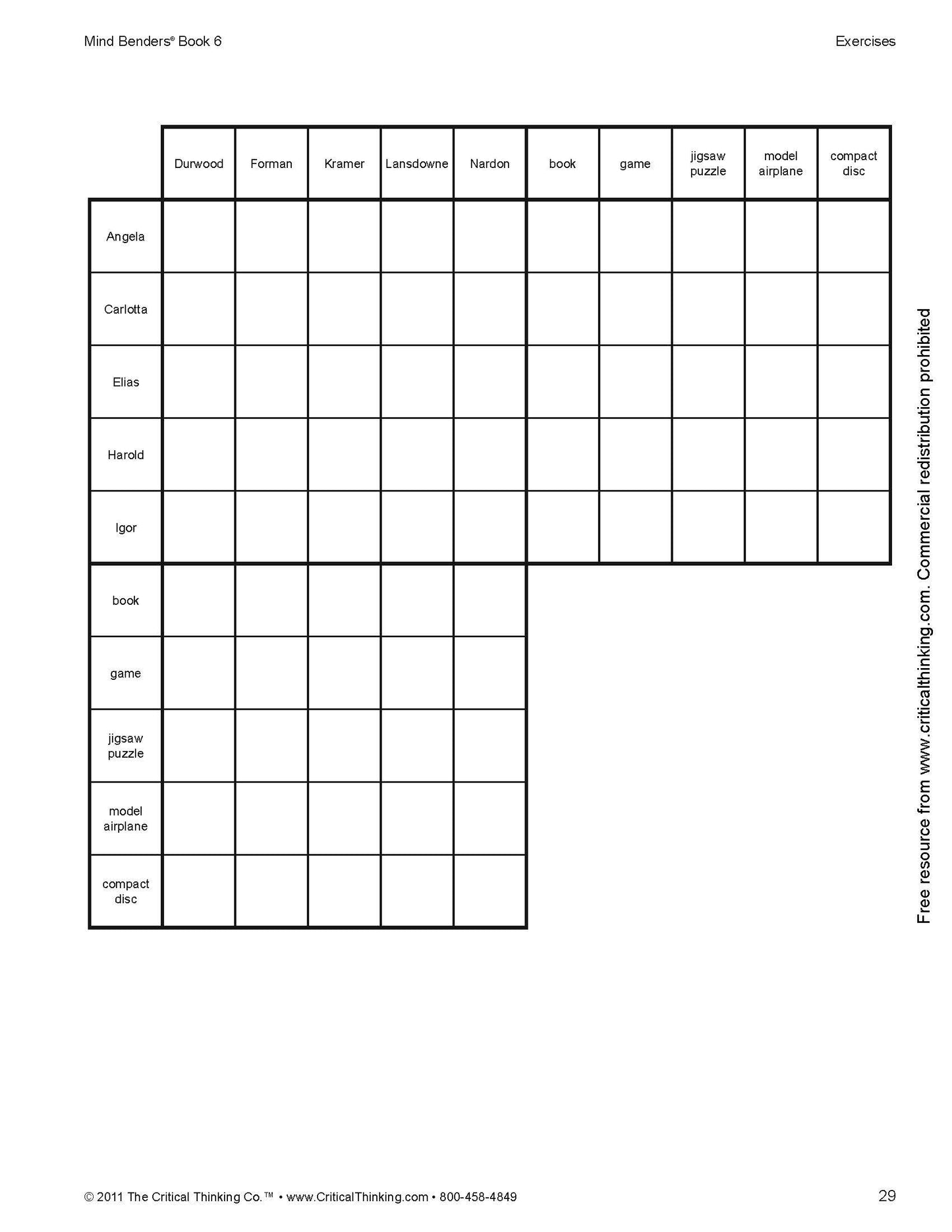 Mind Benders Level 6 Workbook - Deductive Thinking Skills
