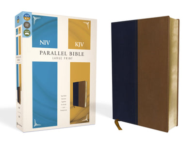 NIV, KJV, Parallel Bible, Large Print, Leathersoft, Navy/Tan: The World's Two Most Popular Bible Translations Together