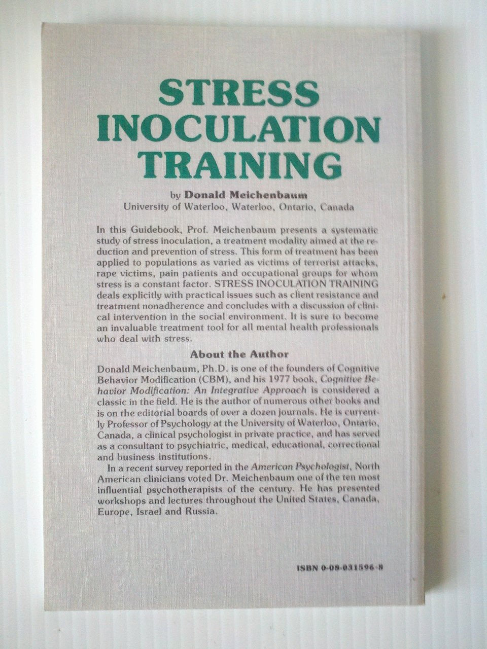 Stress Inoculation Training by Donald Meichenbaum