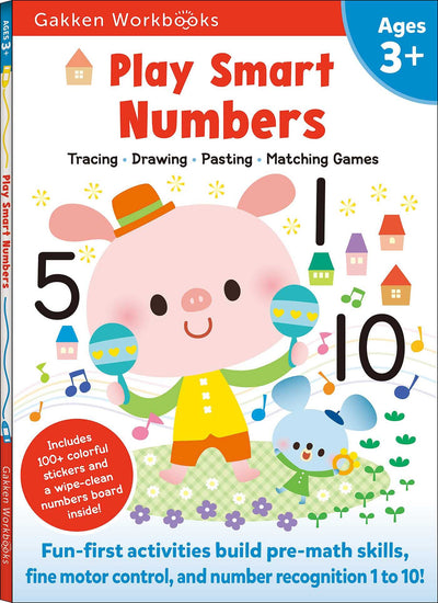 Play Smart Numbers Age 3+: Preschool Activity Workbook with Stickers for Toddlers Ages 3, 4, 5: Learn Pre-math Skills: Numbers, Counting, Tracing, Coloring, Shapes, and More (Full Color Pages)