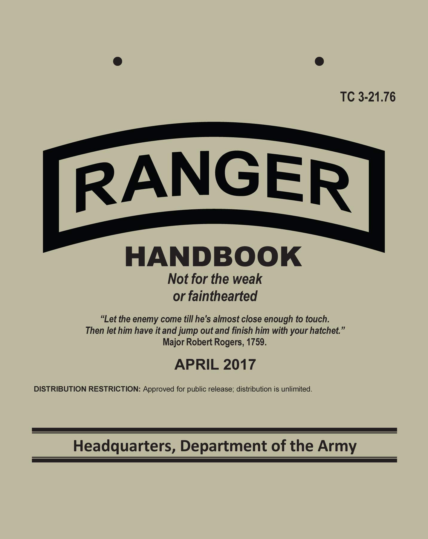 Waterproof Ranger Handbook: Training Circular TC 3-21.76 (Top Spiral Field Pocket Size)