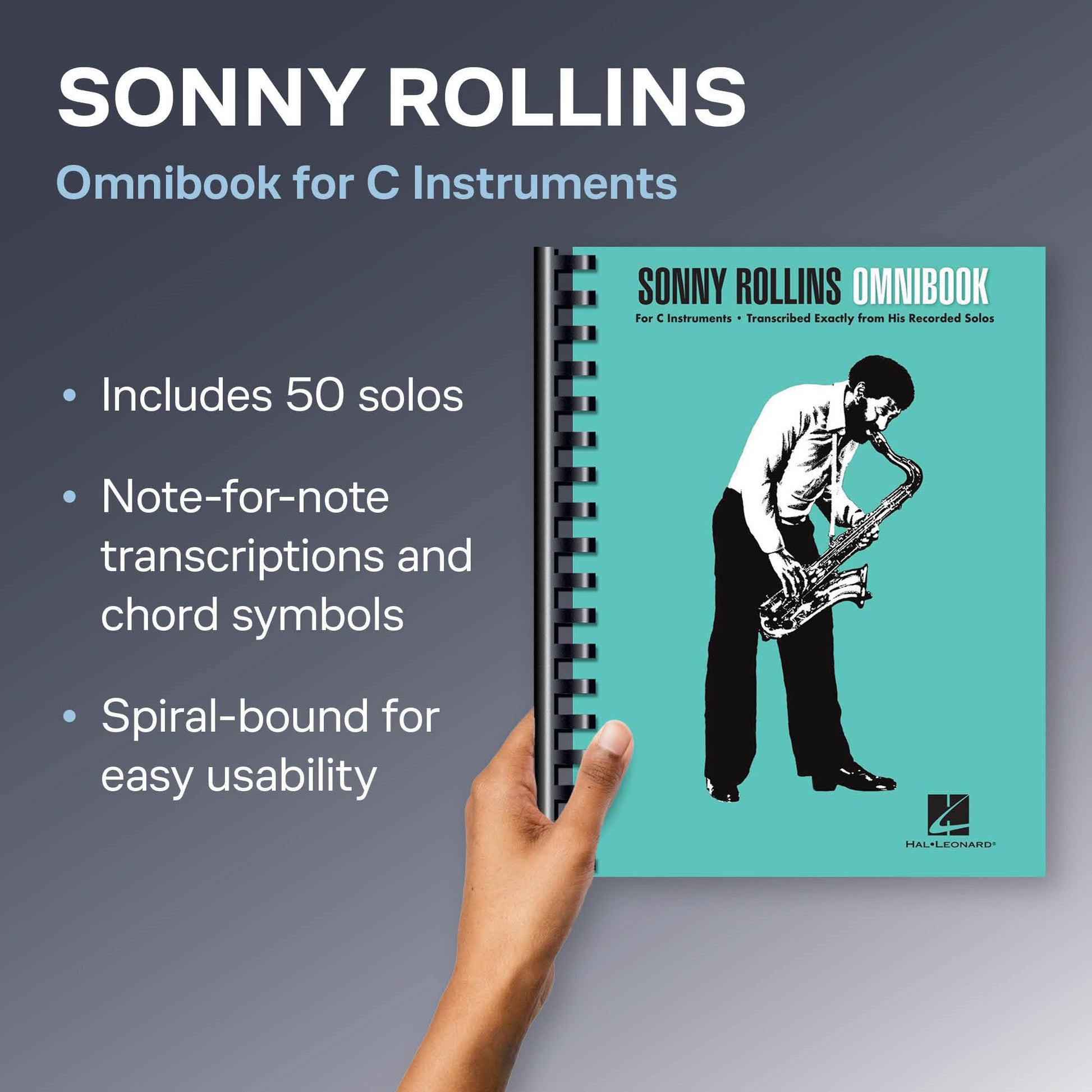 Sonny Rollins: Omnibook for C Instruments  Jazz Sheet Music Transcription Book  50 Solos for Flute Violin and Guitar Players  Bebop Songbook for Study and Performance  Hal Leonard Jazz Method