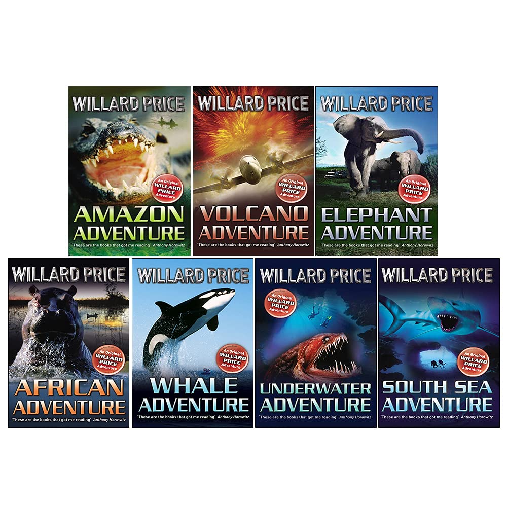 Hal & Roger Hunt Adventures Book Series Books 1 - 7 Collection Set by Willard Price (Amazon Adventure, South Sea, Underwater, Volcano, Whale, African & Elephant)