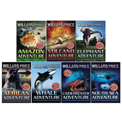Hal & Roger Hunt Adventures Book Series Books 1 - 7 Collection Set by Willard Price (Amazon Adventure, South Sea, Underwater, Volcano, Whale, African & Elephant)