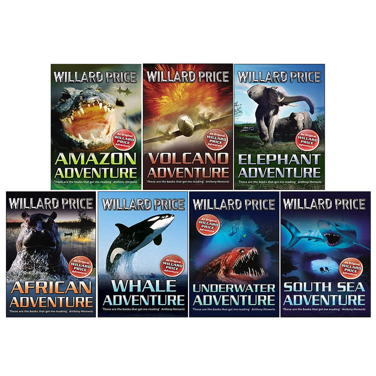 Hal & Roger Hunt Adventures Book Series Books 1 - 7 Collection Set by Willard Price (Amazon Adventure, South Sea, Underwater, Volcano, Whale, African & Elephant)