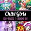 100 Chibi Girls: An Adult Coloring Book Collection with Cute Girls, Fantasy, Horror, Christmas, and More!