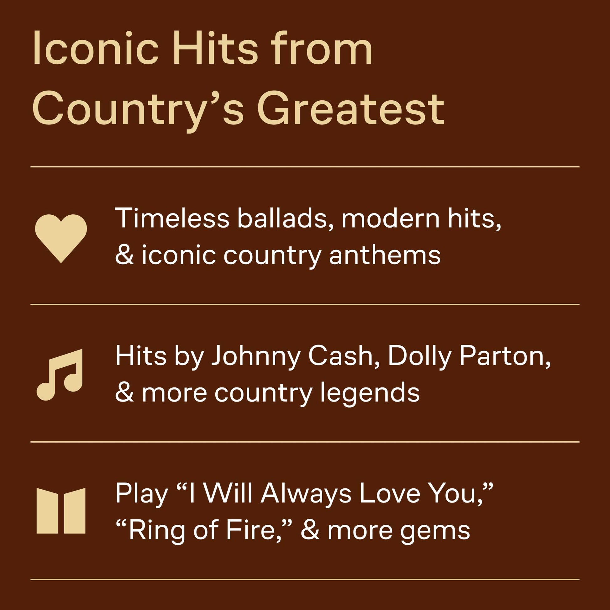 100 Greatest Country Artists Sheet Music  Piano, Vocal, Guitar Songbook  100 Songs by Country Legends  Includes Hits by Johnny Cash, Patsy Cline, Reba McEntire, Shania Twain