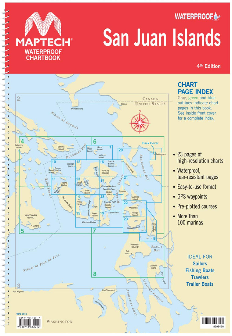 San Juan Islands Maptech Waterproof ChartBook 4th Edition, WPB1510-04