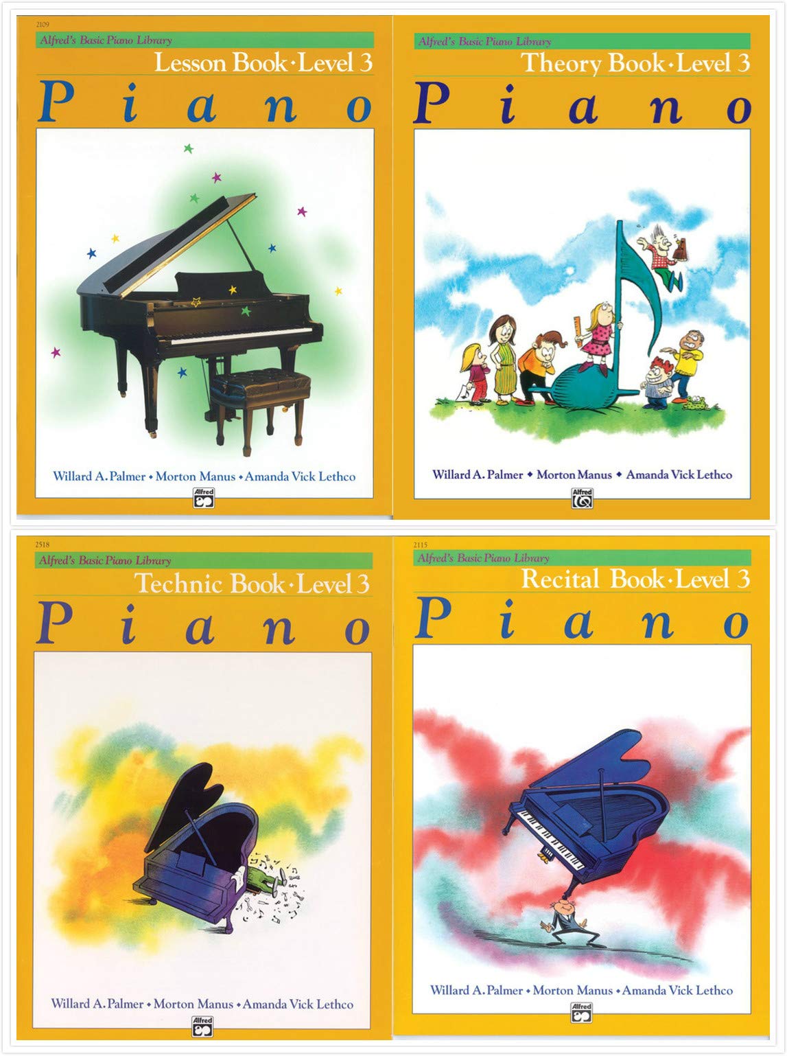 Alfreds Basic Piano Library: Level 3 Books Set (4 Books) - Lesson Book 3, Theory Book 3, Technic Book 3, Recital Book 3