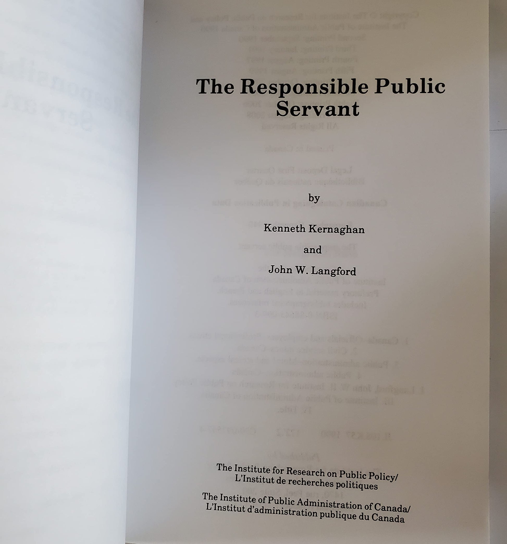 The Responsible Public Servant (English and French Edition)