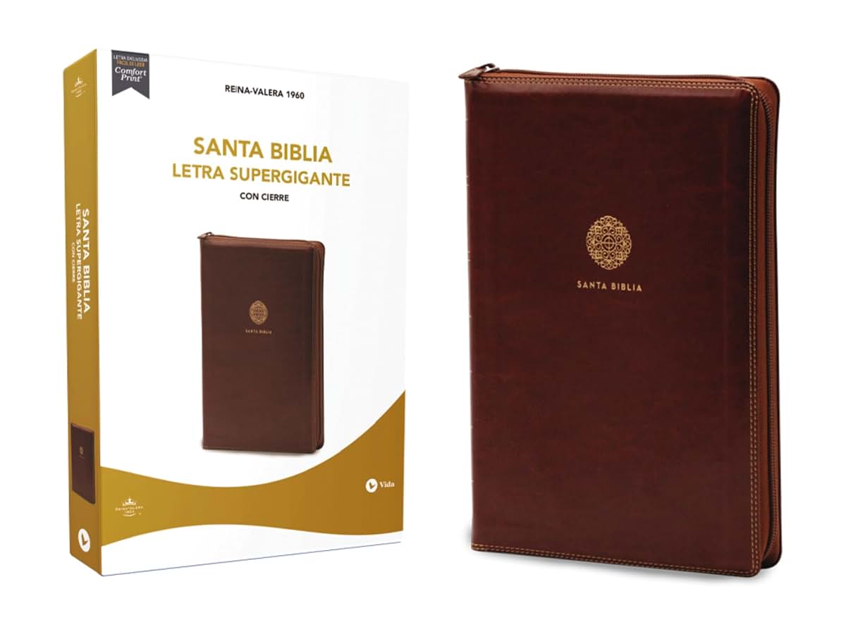 RVR60, Santa Biblia, Letra Supergigante, Leathersoft, Caf, con Cierre, Comfort Print (Spanish Edition)