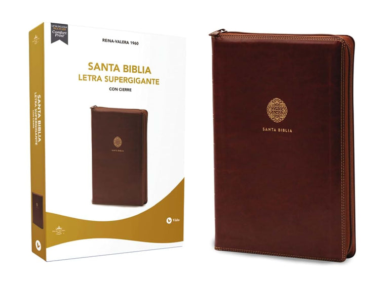 RVR60, Santa Biblia, Letra Supergigante, Leathersoft, Caf, con Cierre, Comfort Print (Spanish Edition)