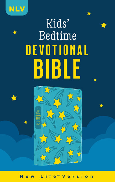The Kids' Bedtime Devotional Bible: Nlv Aqua Stars, Leather Imitation