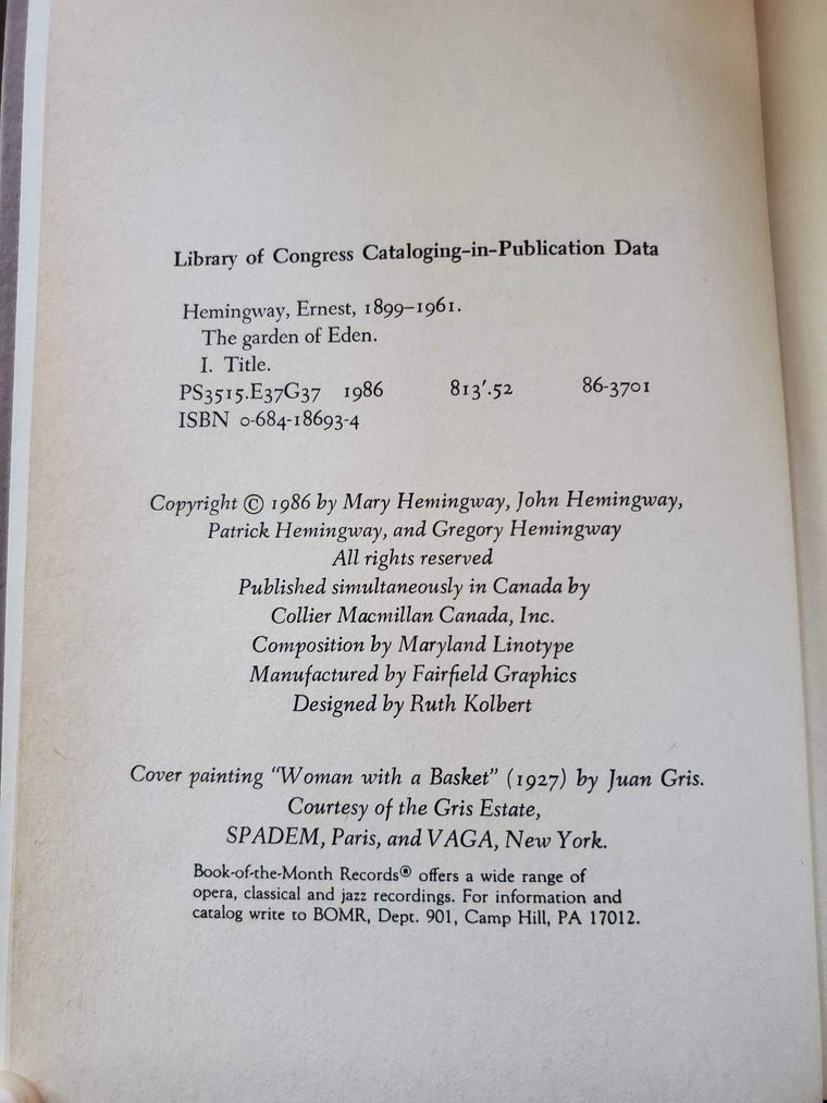 The Garden of Eden — back cover